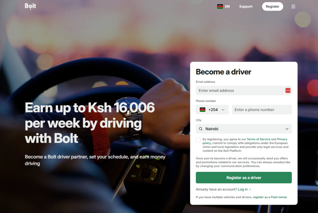 make money with your car in kenya ON BOLT