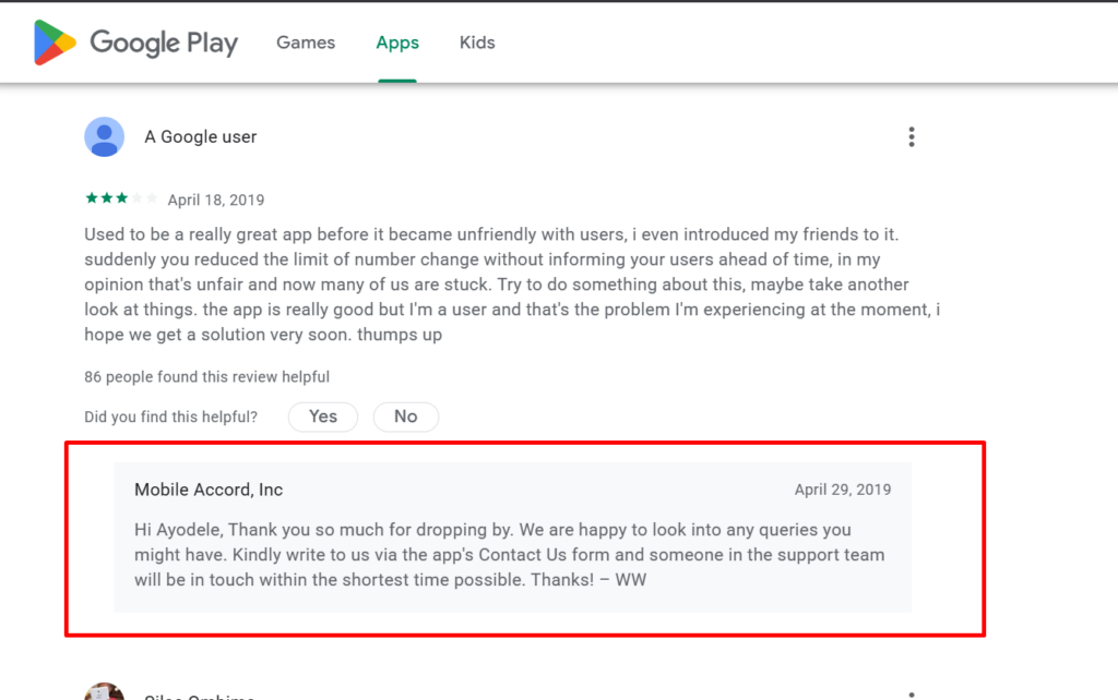 GeoPoll's support team does respond to some Google Play reviews and directs users to their in-app Contact Us form, but response times appear inconsistent.