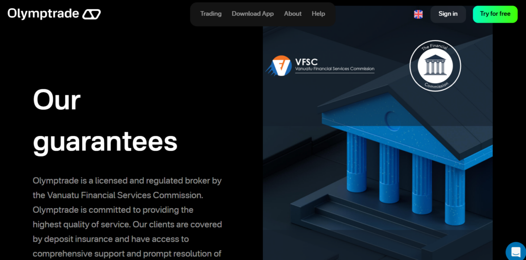 Olymptrade is a licensed and regulated broker by the Vanuatu Financial Services Commission